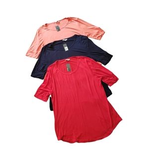 Carol Vee Bundle 3 Tops Shirt Red, Navy Blue and Papaya Women's Size Medium NWT